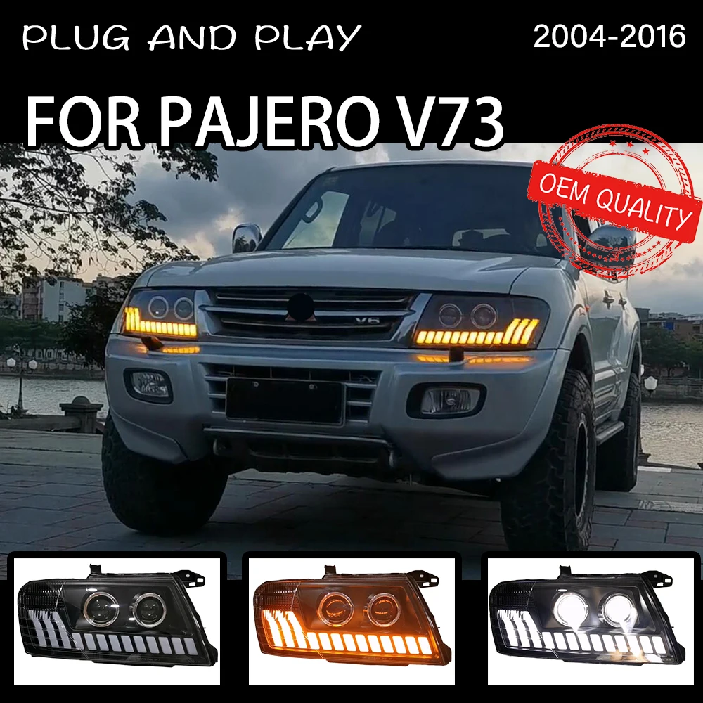 Headlight For Mitsubishi Pajero V73 2004-2016 Car автомобильные товары LED DRL Hella 5 Xenon Lens Hid H7 Car Montero Accessories