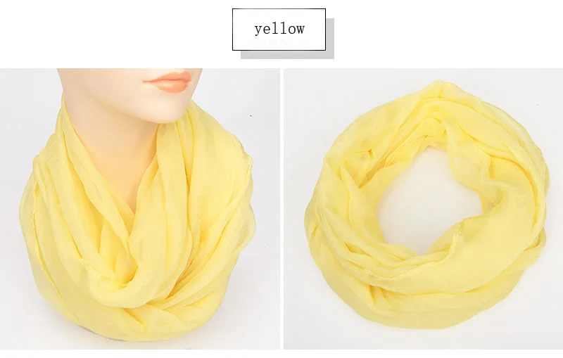Spring Autumn Chiffon Hedging Bib Pure Color Wild Neck Scarf Women's Soft Light Breathable Decorative Beach Sunscreen Gauze D62