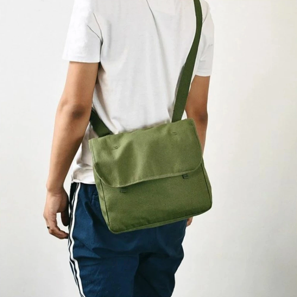 Vintage Canvas Tas Ouderwetse Kleine Messenger Pouch Militaire Satchel