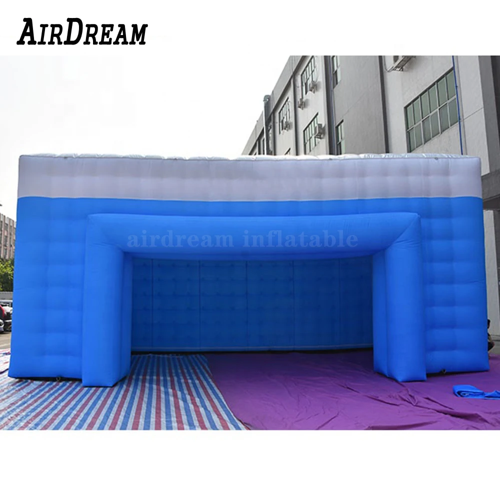 Outdoor customized Any size 6x4m blue inflatable selling booth cube stand circus tent with air blower for party tent event tent