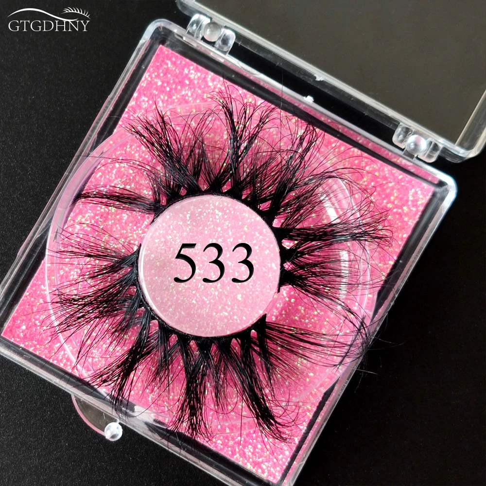 GTGDHNY Mink Eyelashes 25mm Lashes Fluffy Messy 3D False Eyelashes Dramatic Long Natural Lashes Wholesale Makeup Mink Lashes