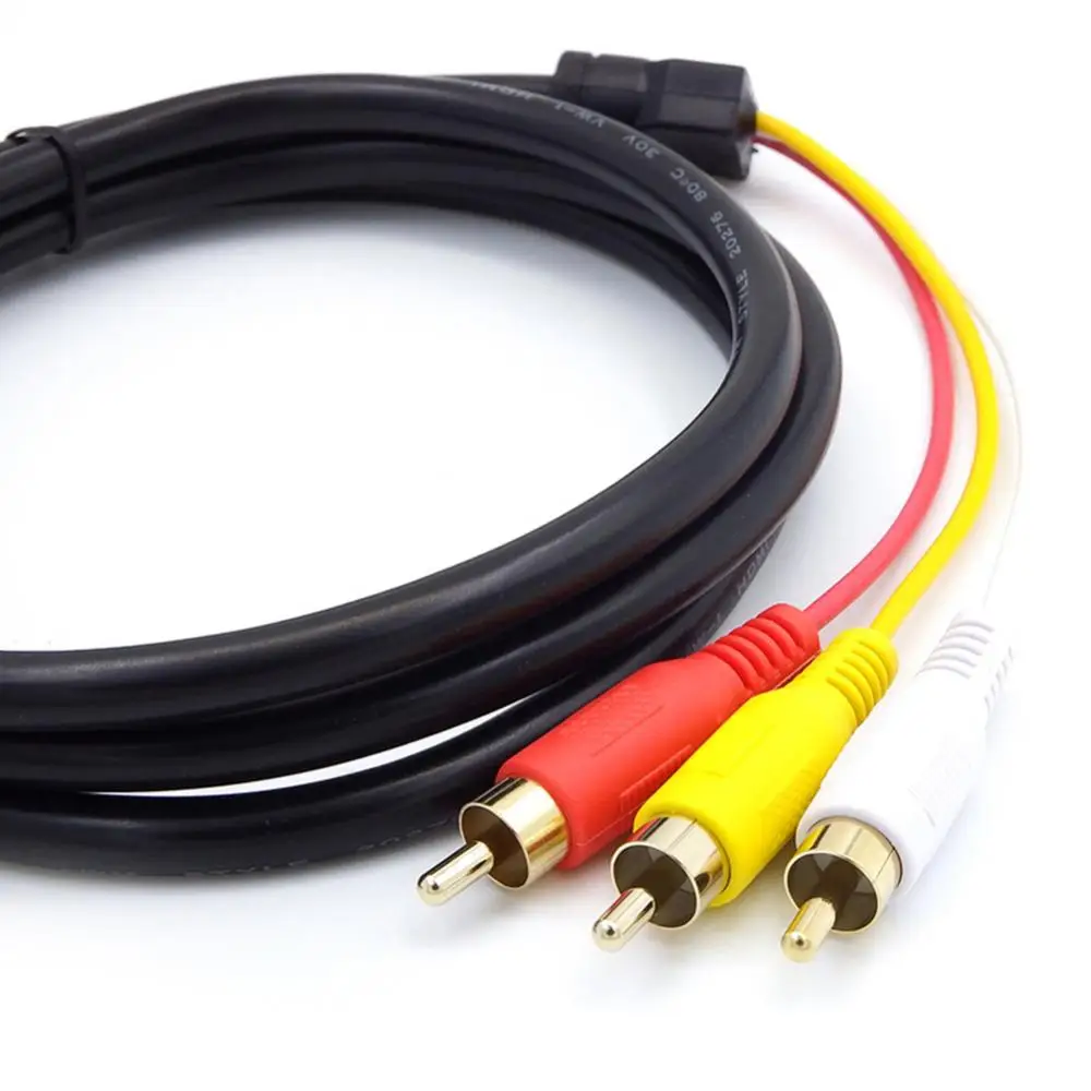 Cable adaptador de conector macho compuesto compatible con DOONJIEY macho a 3 RCA AV