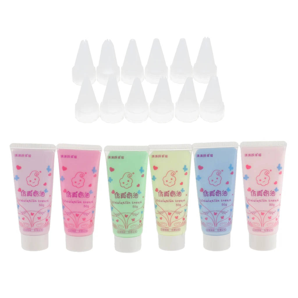 6 Pieces Fake Whipped Cream Clay Kawaii Cell Phone Case Decoration DIY Craft Supplies 50g