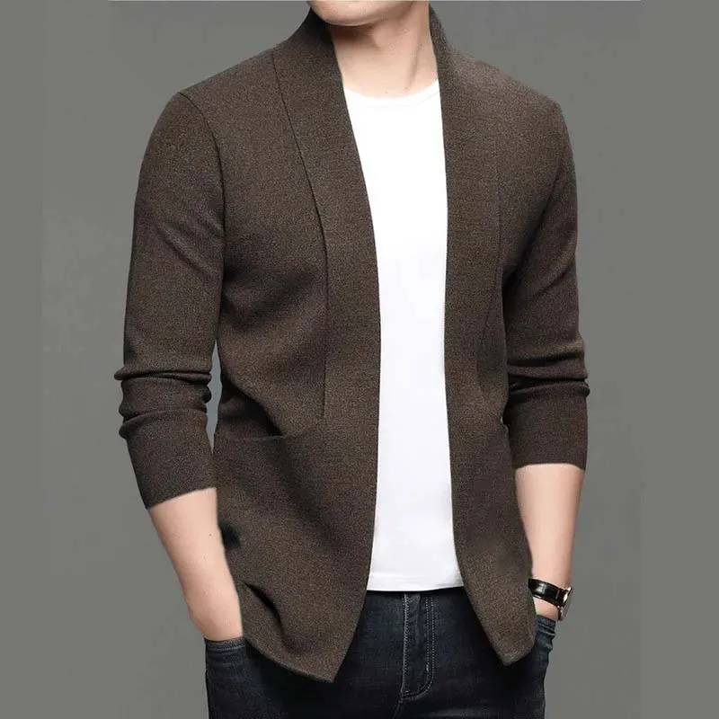 

Knitted Cardigan Men Sweater Solid Korean Long Sleeve Loose Sweater Coat Spring Autumn Clothes Knitwear Top Ropa Casaco Masculin