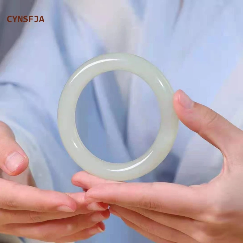 

CYNSFJA New Real Rare Certified Natural Hetian Jade Bracelet Women's Lucky Amulet Nephrite Jade Bangle High Quality Elegant Gift