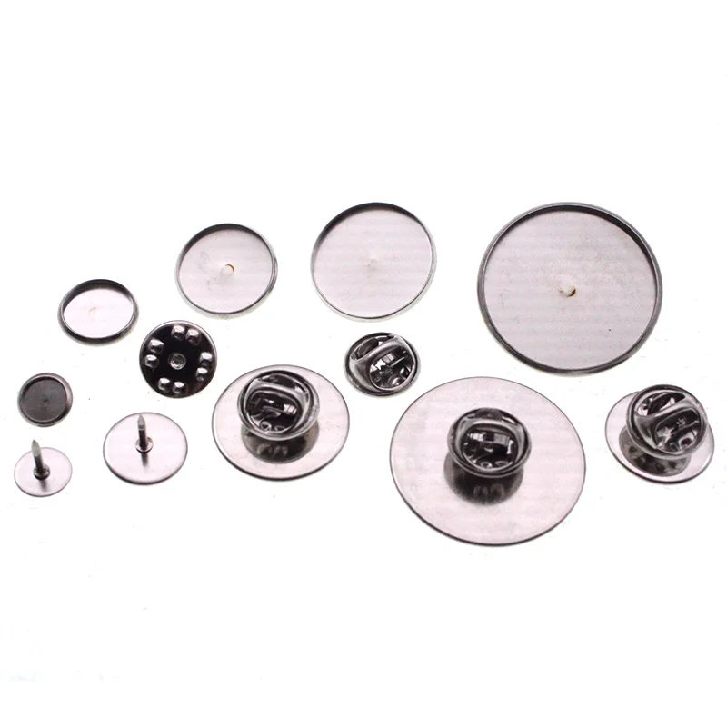 10 sztuk/partia ze stali nierdzewnej uchwyt broszka bazy Fit 12/16/25mm Cabochon Blanks tace z motyl sprzęgła broszka Pins DIY biżuteria