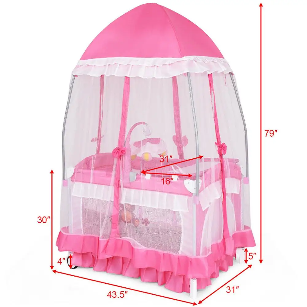 Portable Baby Crib Playpen Cradle Bassinet Changing Pad Mosquito Net Toys w Bag