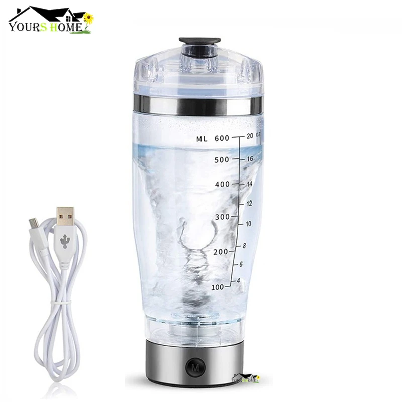 600ml Electric Cocktail Boston Shaker USB Automatic Protein Shaker Portable Movement Mixing Mixer Vortex Tornado My Water Bottle