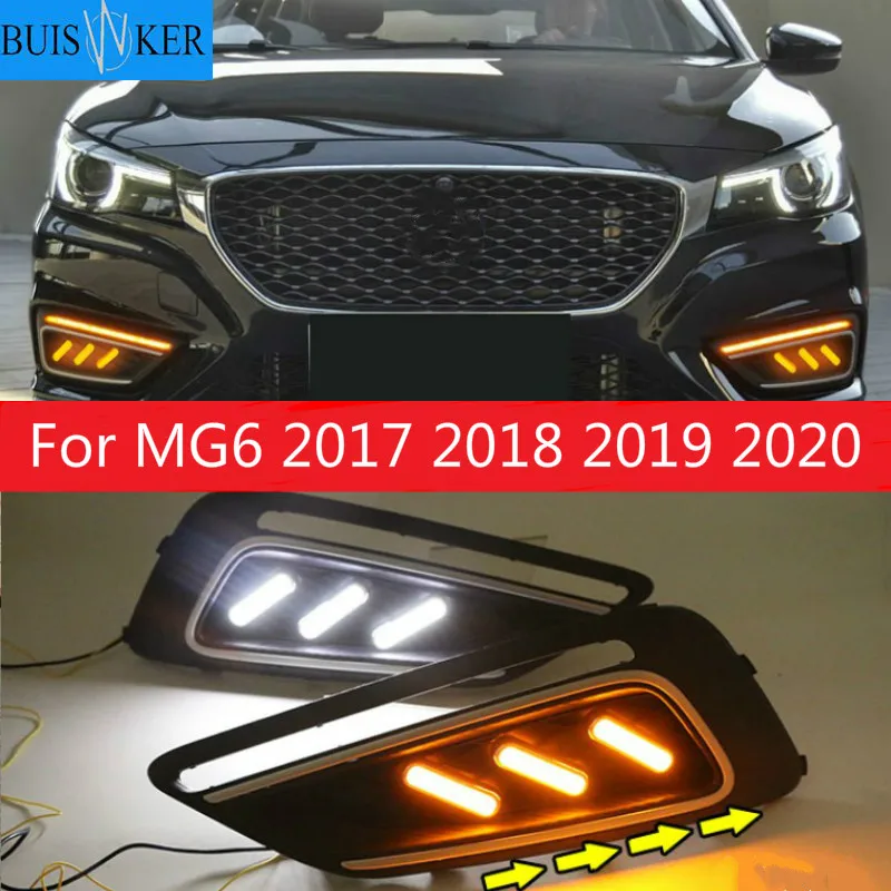 

1 Pair Car LED Daytime Running Lights White Yellow Blue Running Turn signal DRL for MG6 MG 6 2017 2018 2019 2020 Fog Lamp Covers