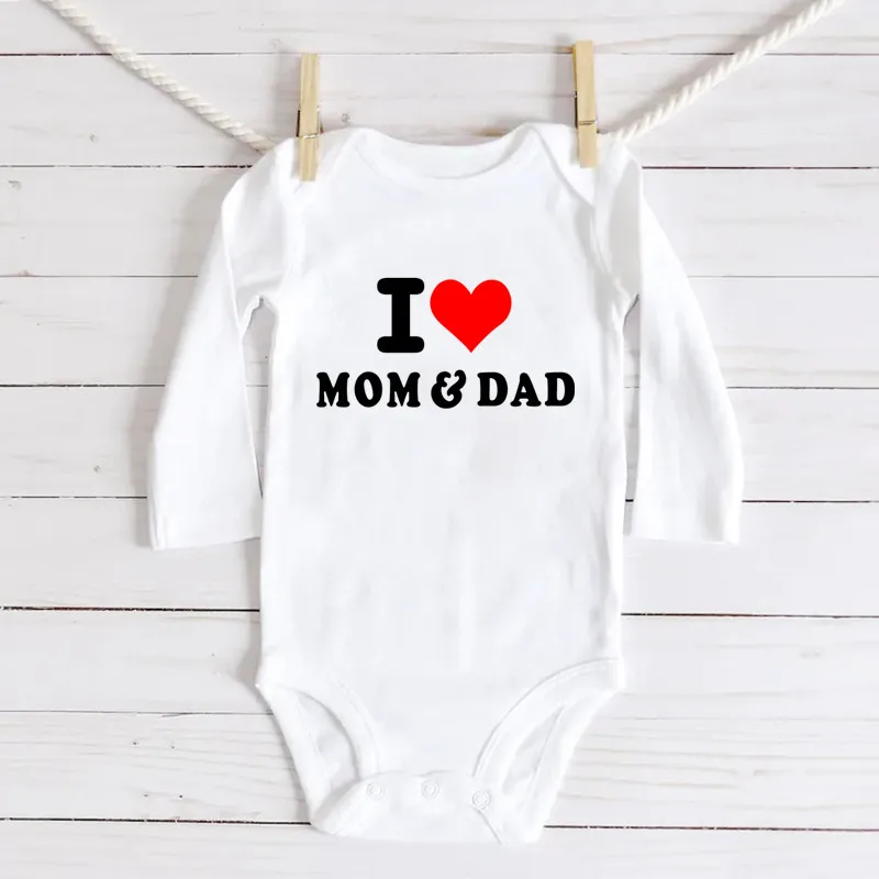 I Love Mom&Dad Baby Bodysuits Boys Girls Unisex Long Sleeve Cotton Jumpsuit Autumn Winter Ropa Bodysuit Infant Outfit