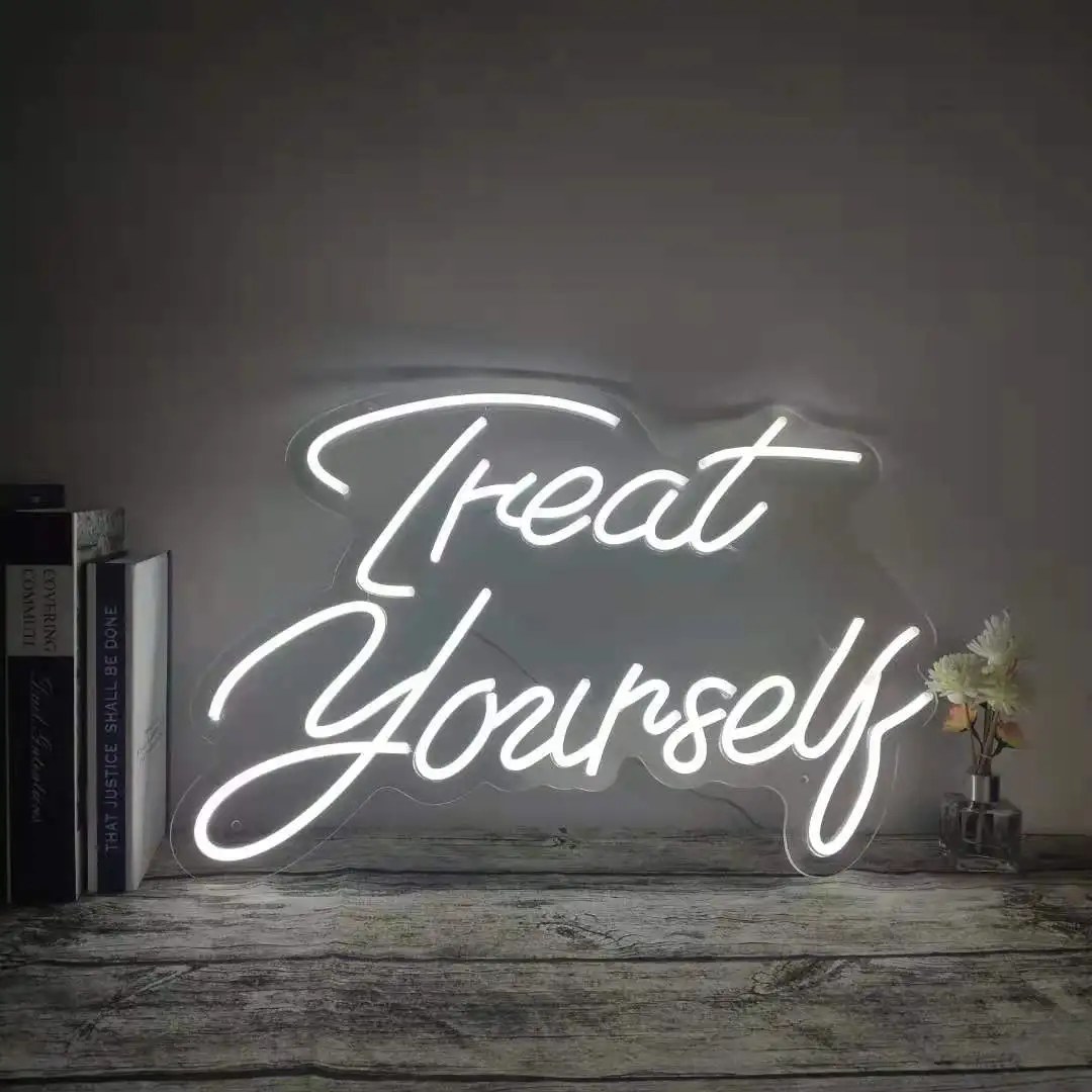 

Treat Yourself Custom Neon Sign Light LED Flex Letter Board Wedding Birthday Decor Room Home Decoration Wall Hanging Deocr Gift