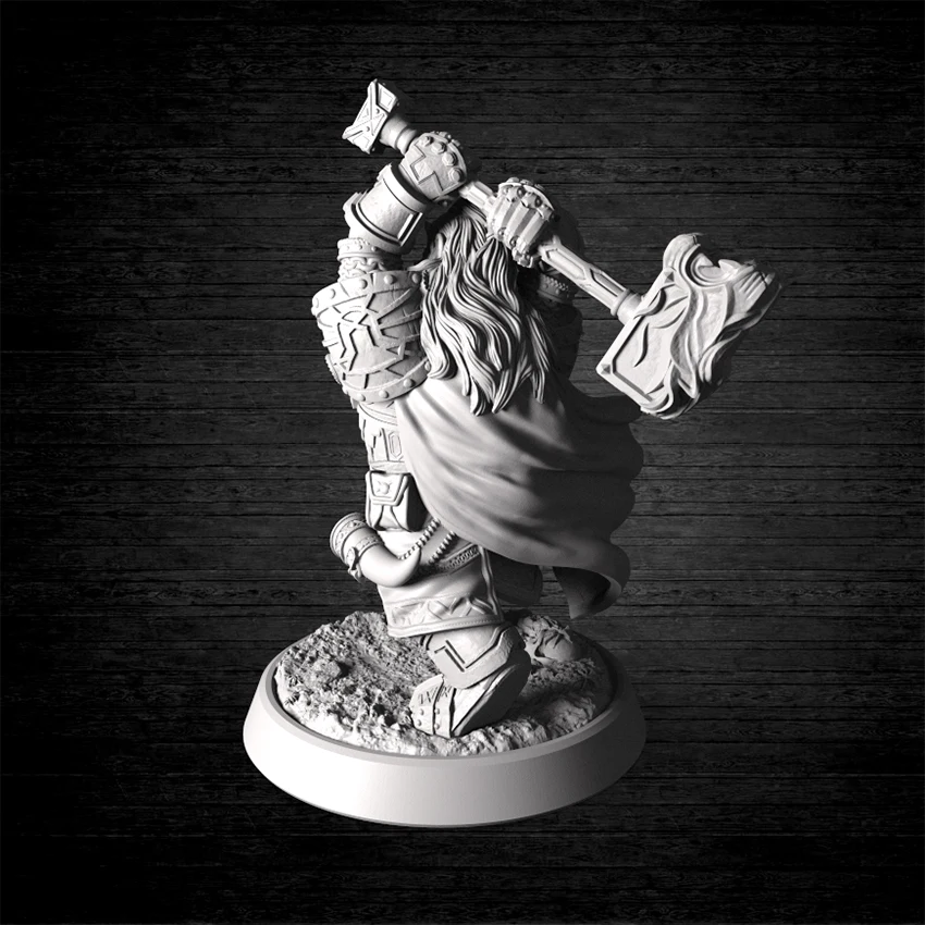 1/32 56mm  1/24 75mm Resin Model Dwarf Dwarves Axe Warrior Figure Unpainted RW-020