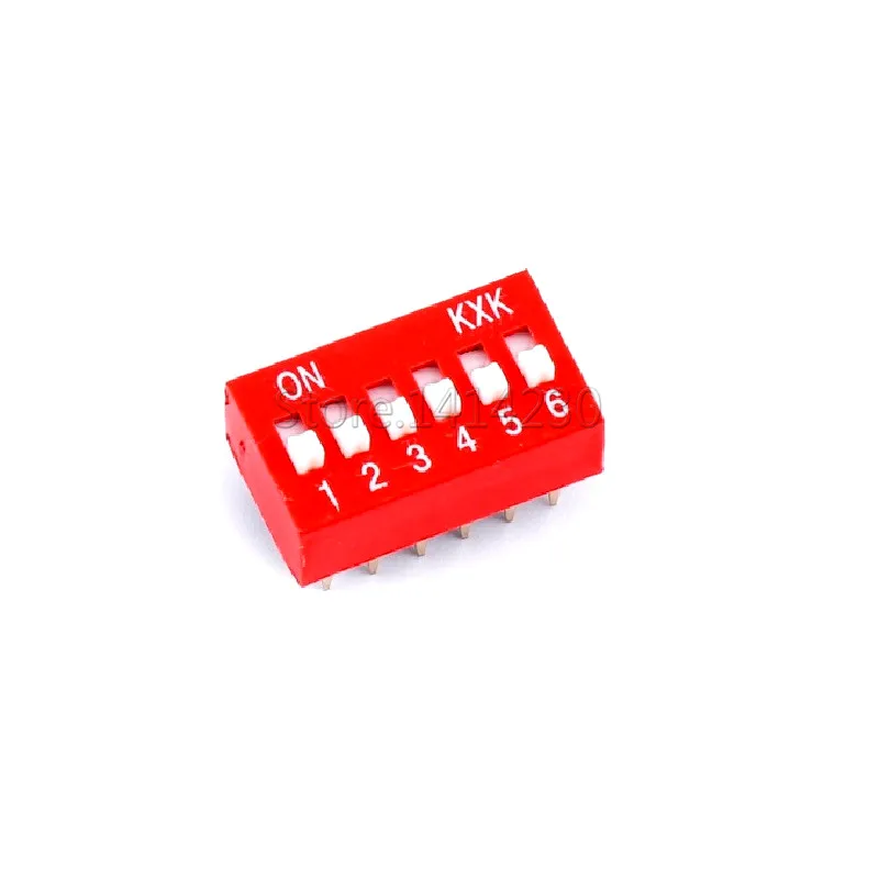 76PCS Slide Type Switch 2.54mm 6-Bit 6 Position Way DIP Red Pitch