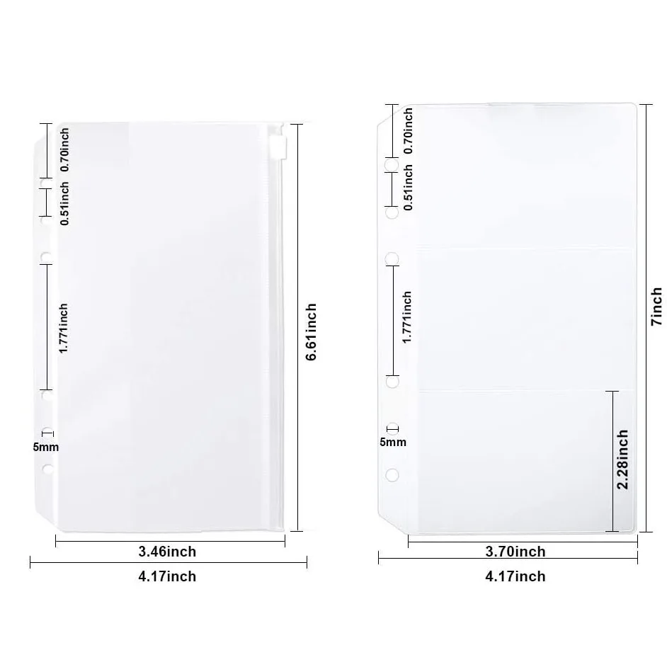 2 Pack A6 Refill Paper, 2 Pcs Binder Pockets,160 Pieces Neon Index Tabs,  Clear Ruler, Refillable Set for 6-Hole Binder Notebook