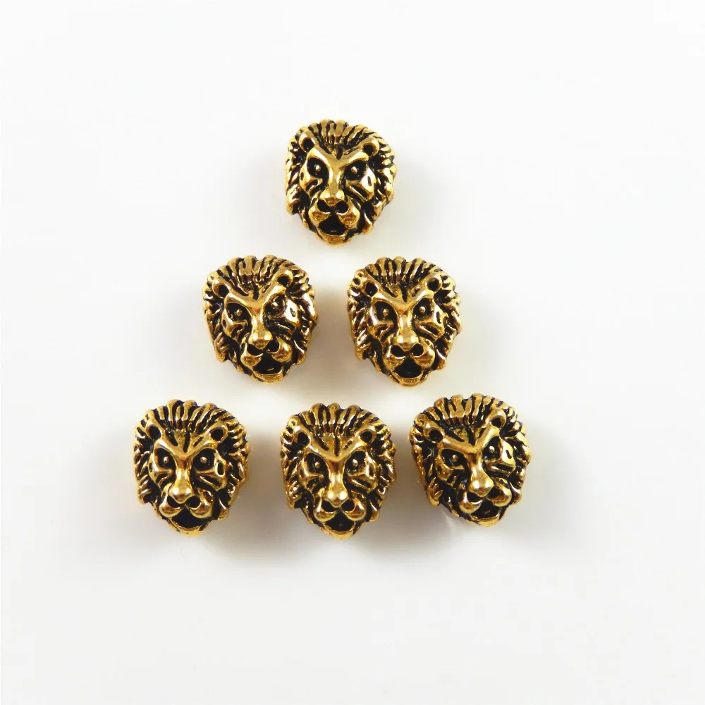 20Pcs Lion Head Beads For Bracelet Bangle Charms Necklace Making DIY Animal Vintage Gift Jewelry Accessory