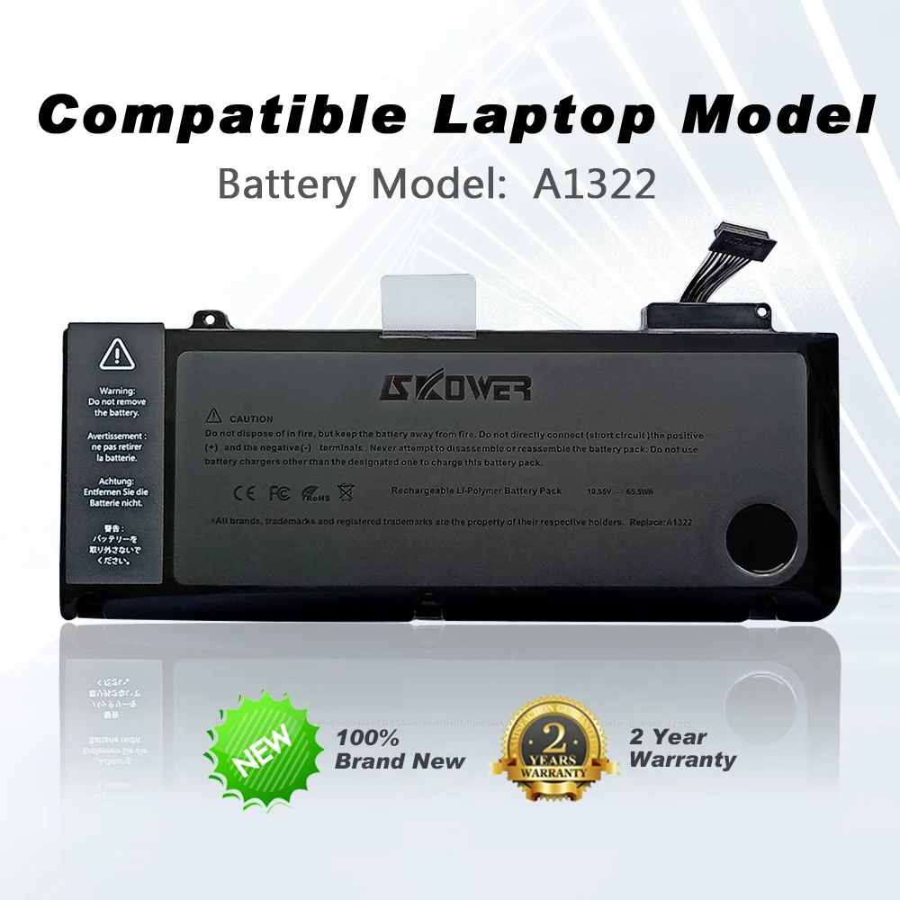 بطارية كمبيوتر محمول SKOWER 10.95V 65.5Wh A1322 لأجهزة Apple MacBook Pro 13 بوصة A1278 (2009-2012)