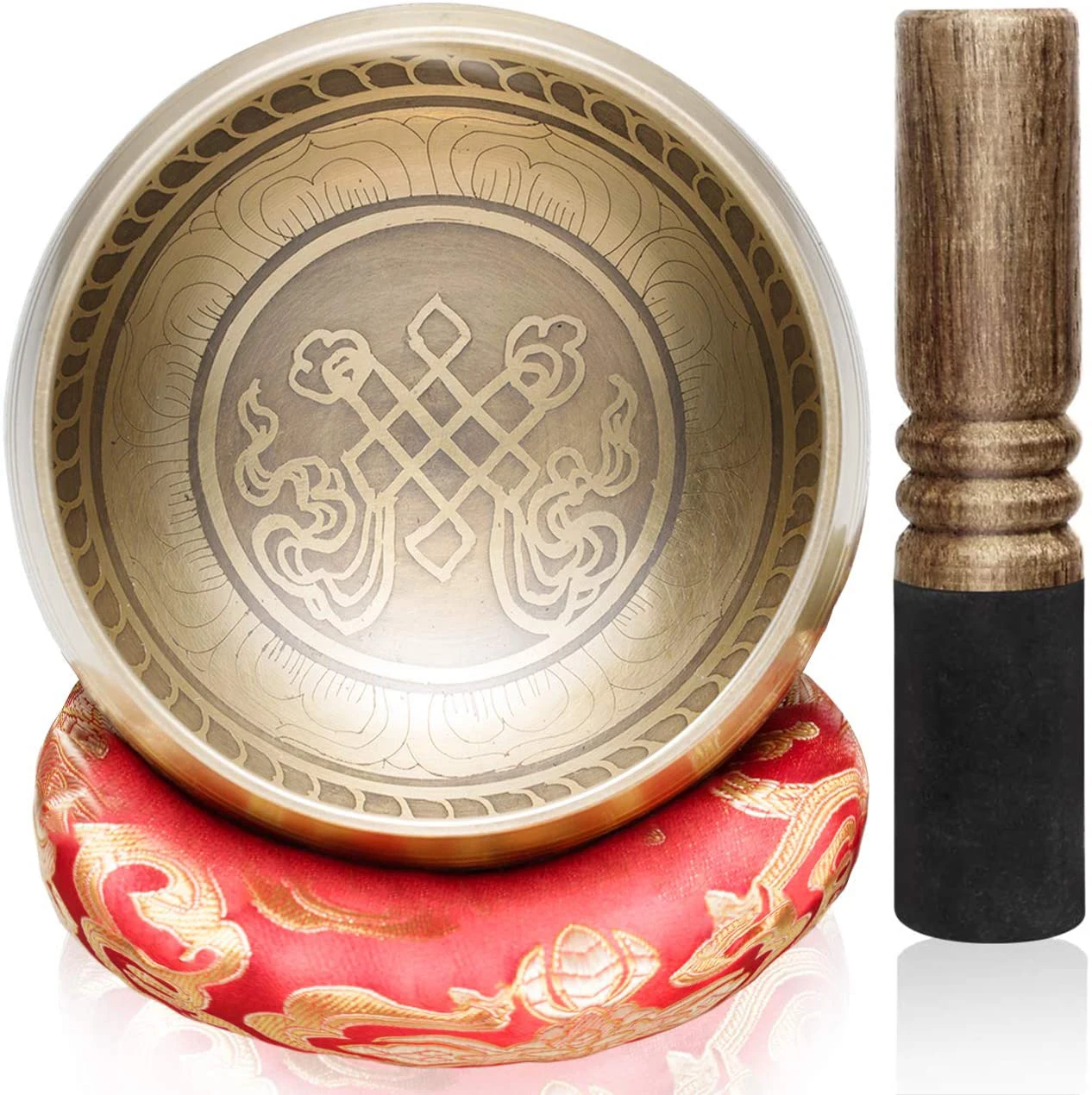 Gandhanra Classical Tibetan Singing Bowl Set with Lucky Knot For Meditation,Mindfulness,Sound Healing,Relaxation,Made in Nepal