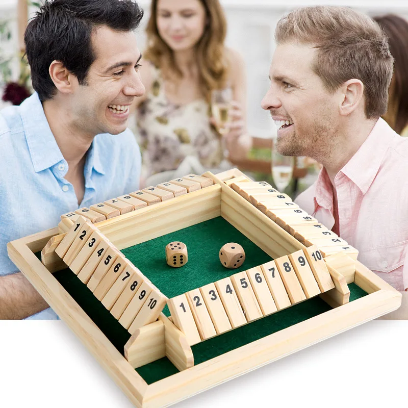 Quattro lati 10 numeri chiudi la scatola gioco da tavolo alette e dadi in legno Set Deluxe gioco da tavolo Party Club giochi per famiglie di adulti