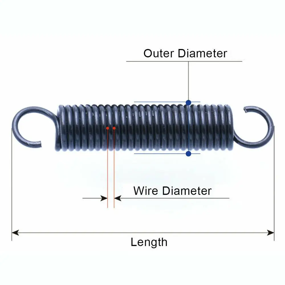 10Pcs Kleine Uitbreiding Lente Draad Diameter 0.8Mm Staal Trekveer Met Haken Buitendiameter 6Mm 7Mm 8Mm 10Mm Lengte 15-60Mm