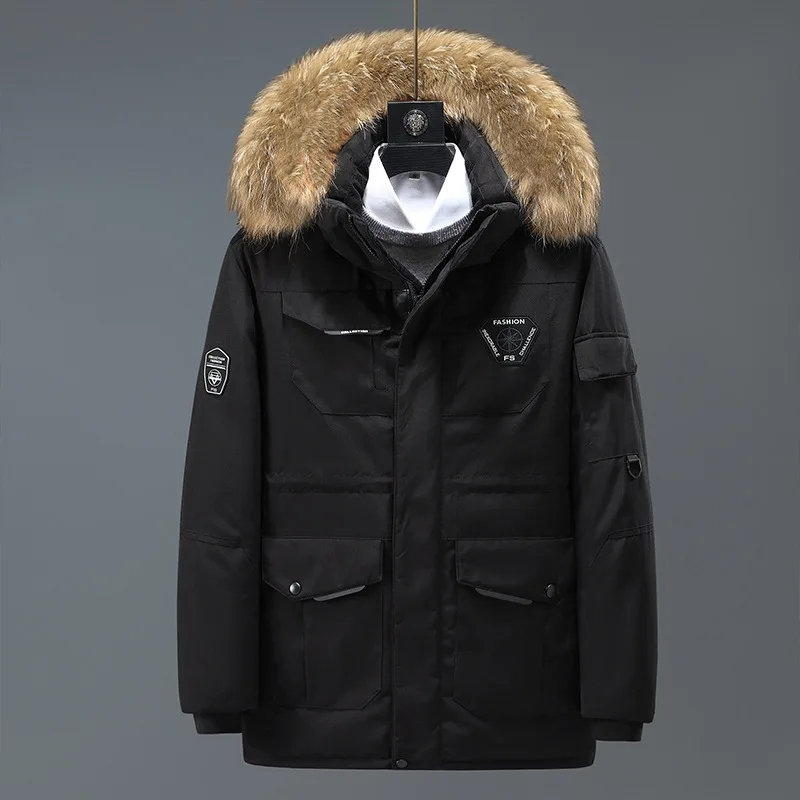 Veste Parka en Duvet de Canard Blanc pour Homme, Manteau Imperméable à Capuche, Vêtements Optiques Chauds et Décontractés, Nouvelle Collection Hiver