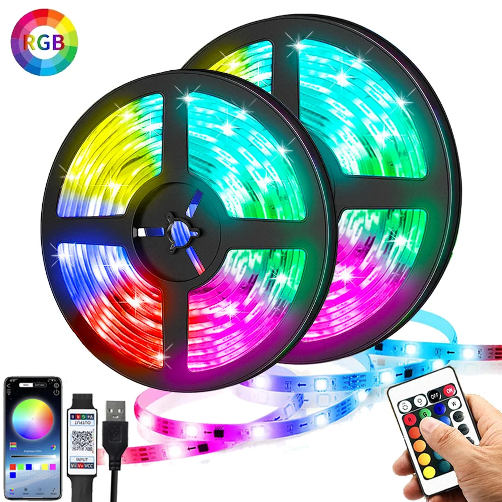 RGB 2835 LED Lights Strip Bluetooth Control USB White 5V Flexible Lamp Tape Diode Festival Fita Bedroom Tira Luces TV Desk