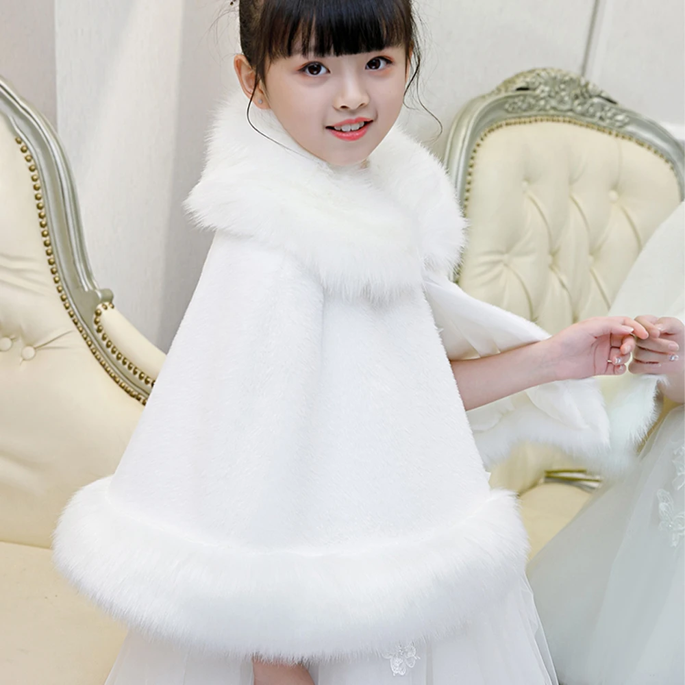 

[KDMP08] Kid Winter Warm Faux Fur Short Cloak Girl Thicken Shrug Child Shawl Cape Wholesale