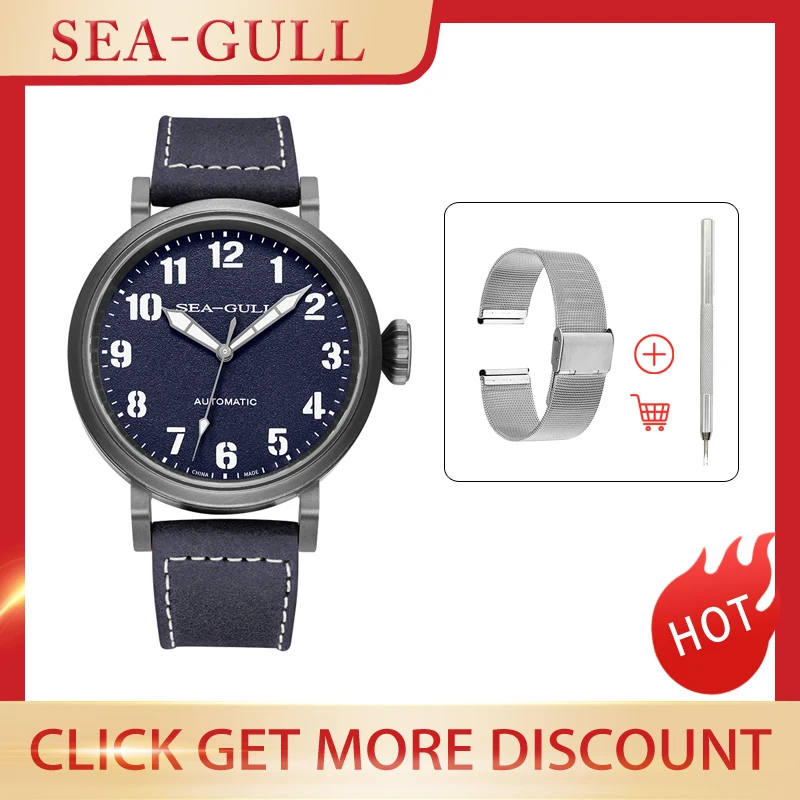 

Genuine Seagull Pilot Watch for Men 2020 Leather Strap Automatic Mechanical Men's Watch Self Winding 5130 series