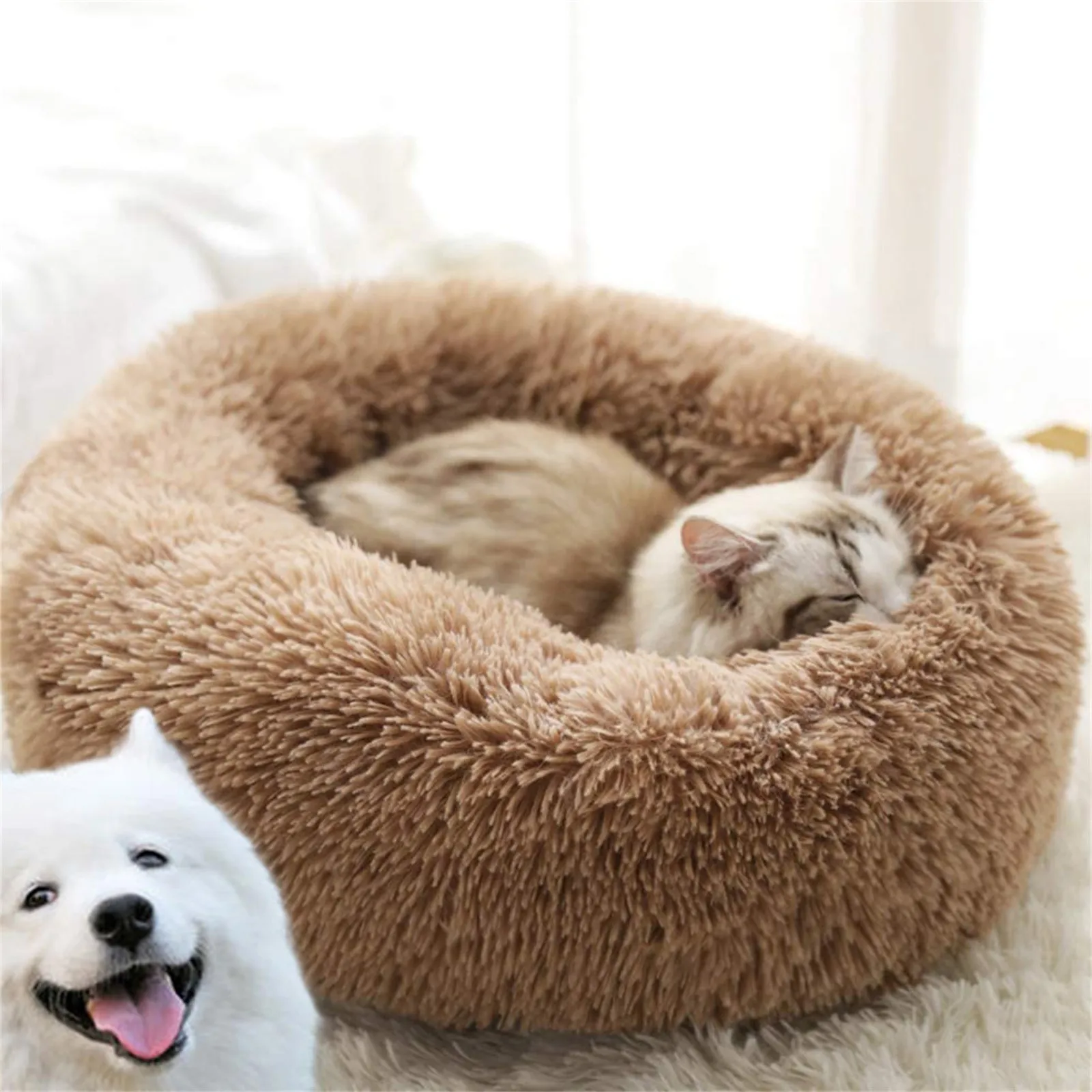 Fashion Dog Bed Kennel Small Cat Pet Puppy Round Bed House Soft Warm Pad Cats Dogs Bed House Round Cushion Pet Pets Accessories