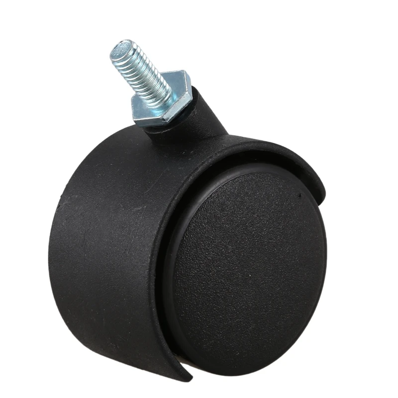 2x6Mm vástago roscado 40Mm rueda Dual giratoria Caster negro