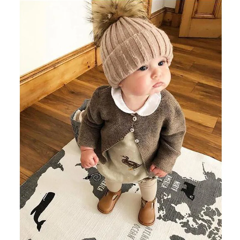 Baby Boy Hat Cute Pompom Baby Cap Beanie Autumn Winter Warm Knitted Children Girls Hats Solid Hairball Elastic Kids Caps Bonnet