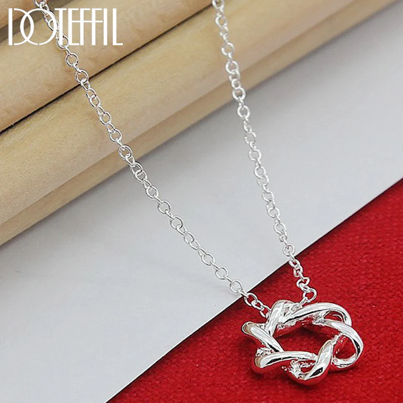 

DOTEFFIL 925 Sterling Silver Six Stars Pendant Necklace Woman 18 Inch Chain Wedding Engagement Jewelry