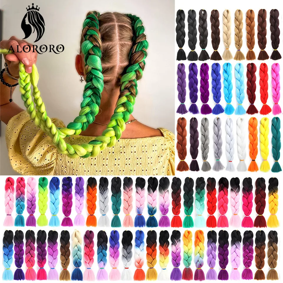 24 Pulgadas Cabello para Trenzas Jumbo Sintético Extensiones Afro Ombre Crochet Trenza Venta al por Mayor para Mujeres Alororo