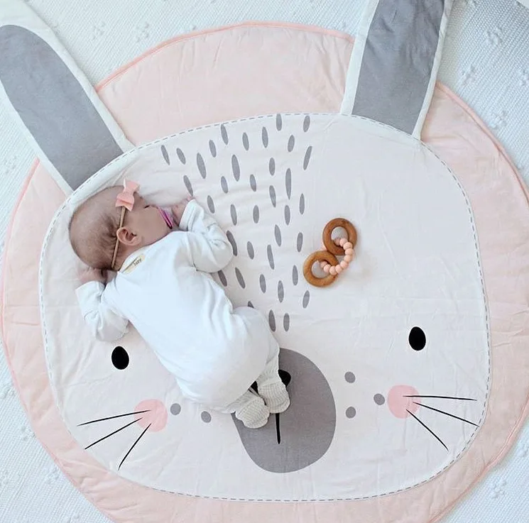 Play Mat Cartoon Animal Baby Mats Newborn Infant Crawling Blanket Cotton Round Floor Carpet Rugs Mat for Kids Room Nursery Decor