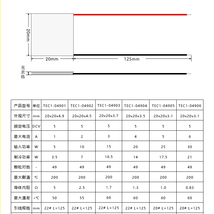 Semiconductor Cooling Film TEC1-04902 20x20x4.2mm Mobile Phone Cooling USB5V Power Supply Thermoelectric Cooler