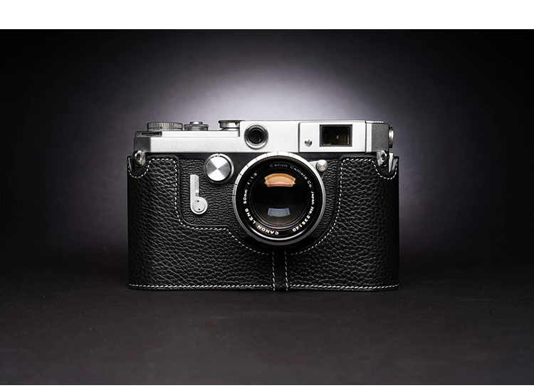 تصميم لكاميرا Canon VT/VT Deluxe/VI-T مصنوعة يدويًا من الجلد الطبيعي وحقيبة كاميرا نصف حقيبة