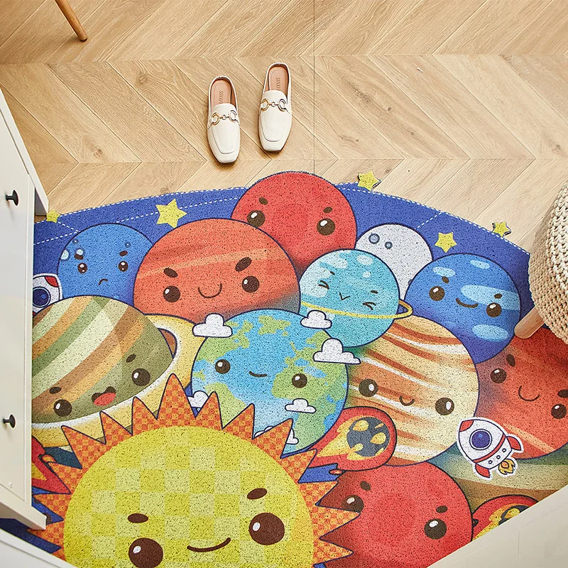 Space Star Doormat Entrance Door Rug Indoor Outdoor Carpet Non Slip Rubber Back Low Profile Rugs Absorbent Mud Trapper Floor Mat