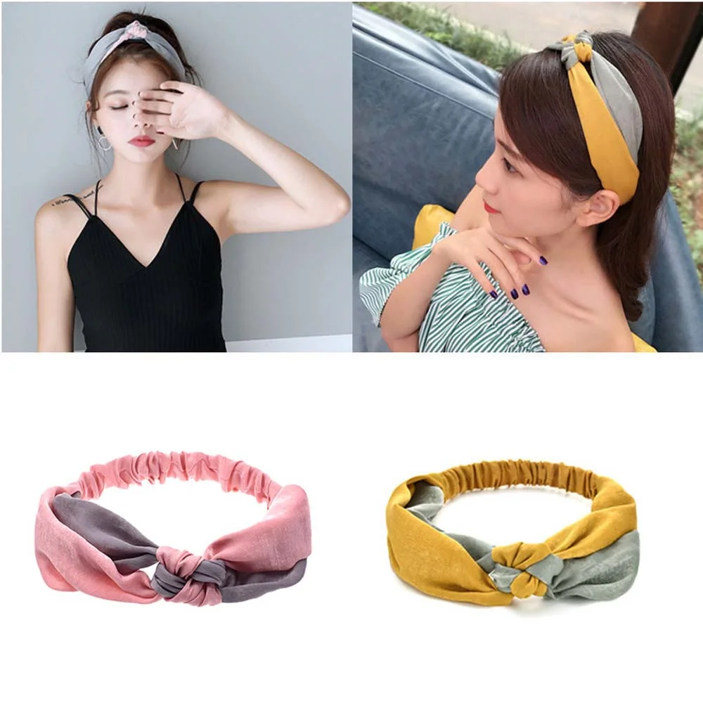 Fashion Women Girls Bohemian Hair Bands Color Matching Headbands Vintage Cross Turban Bandage Bandanas Hair Accessories