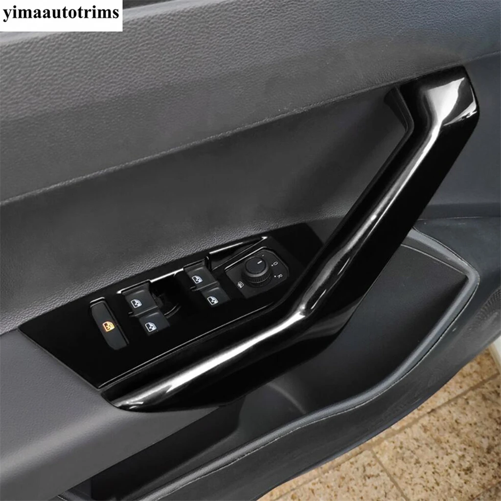 Black Shift Gear Panel Armrest Handle Bowl Strip Dashboard Air AC Vent Cover Trim For VW Volkswagen Polo 2019 - 2023 Accessories