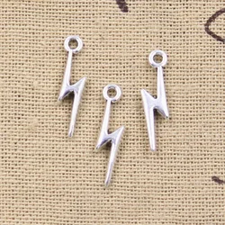 50pcs Charms Lightning Flash 20x5mm Antique Silver Color Pendants DIY Crafts Making Findings Handmade Tibetan Jewelry