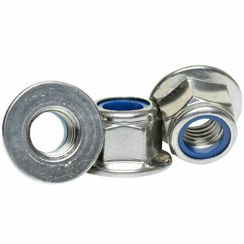 

M6 M8 M10 Hex Flange Nylon Insert Lock Nut 316 Stainless Steel DIN6923 Hexagon Flange Self-locking Nylock Locknut