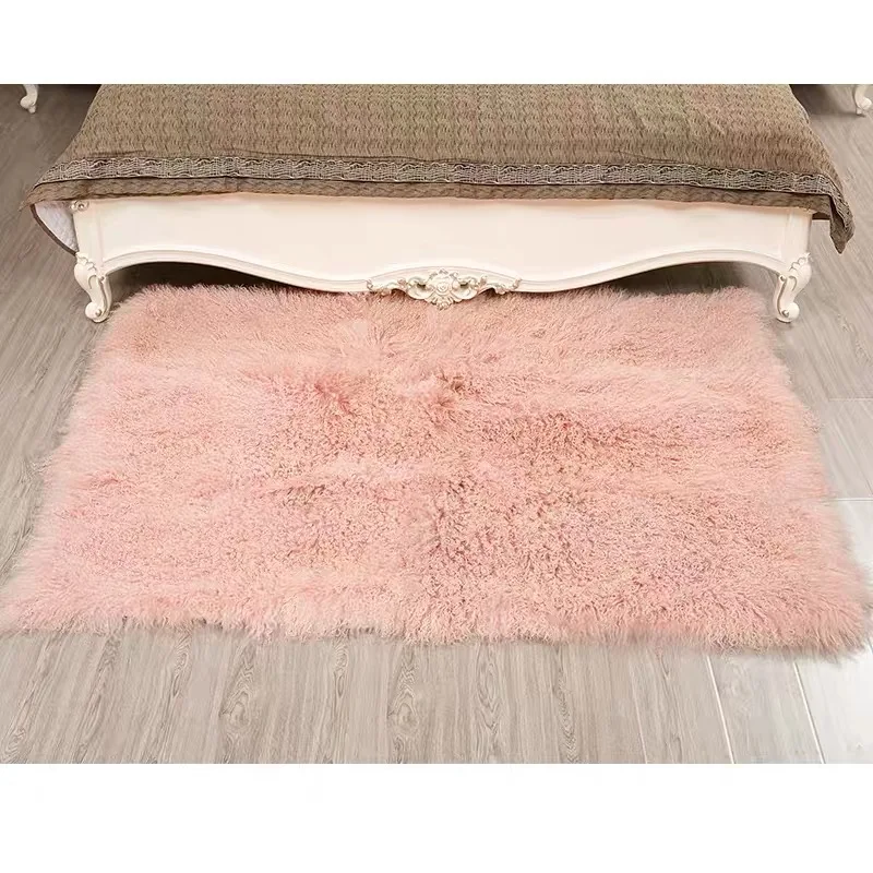 CX-D-76 Real Mongolian Lamb Fur Chair Cover Throw Blankets Real Fur Carpet Floor Gug