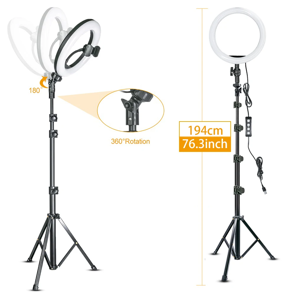 10インチLEDリングライト,自撮り写真,ビデオ撮影,写真,ライブビデオ用