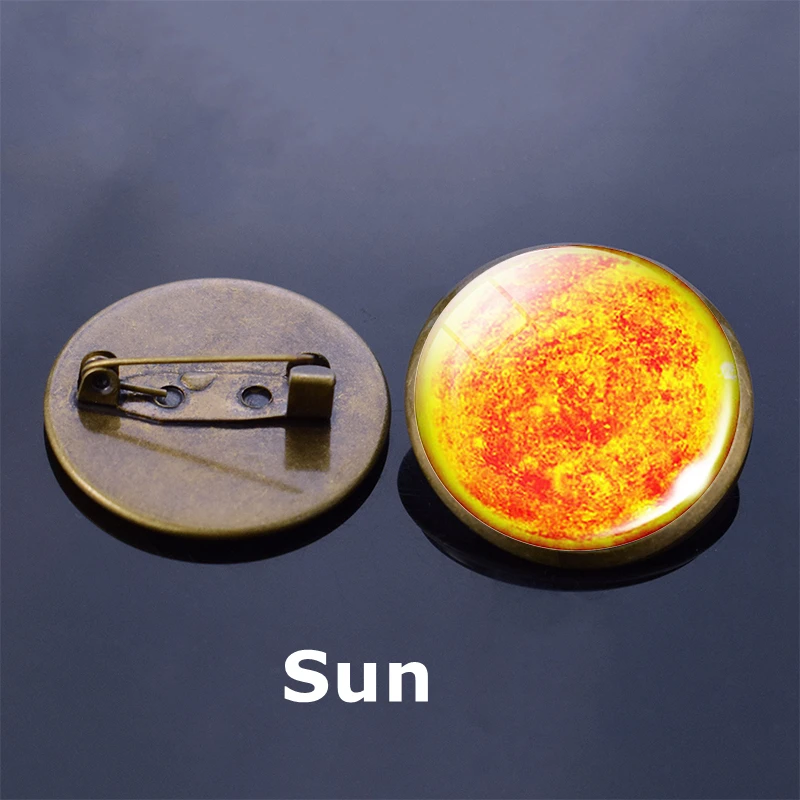 Planetary Nebula Brooch Solar System Milky Way Pin Space Earth Moon Sun Mars Art Picture Glass Dome Badge Accessories