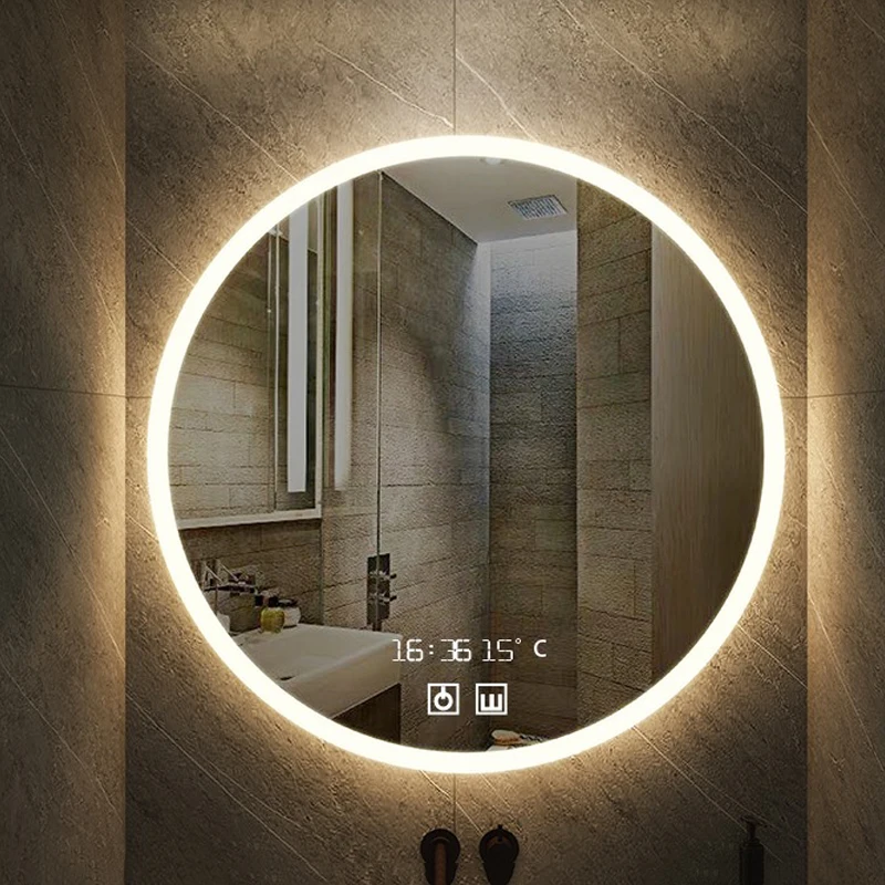 40/50/60CM Round Smart Makeup Bathroom Mirror Adjustable 3 Color Bright LED LIght MultiFunction With Defogging Bluetooth Speaker