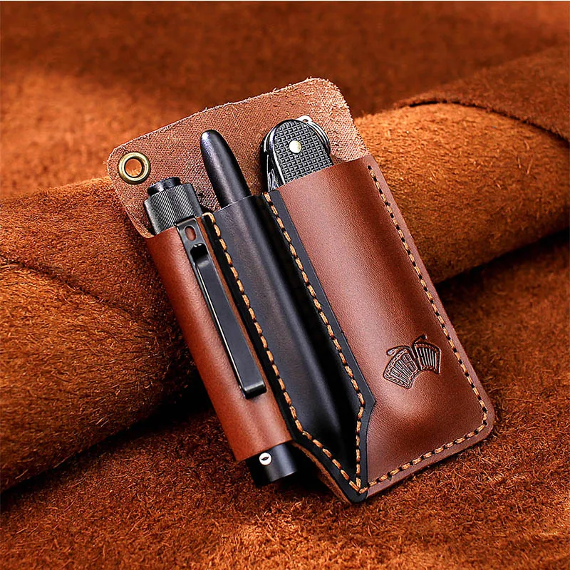 EASYANT organizador de bolsillo, funda de cuero para cuchillo, bolsa de herramientas EDC hecha a mano, accesorios multiherramienta