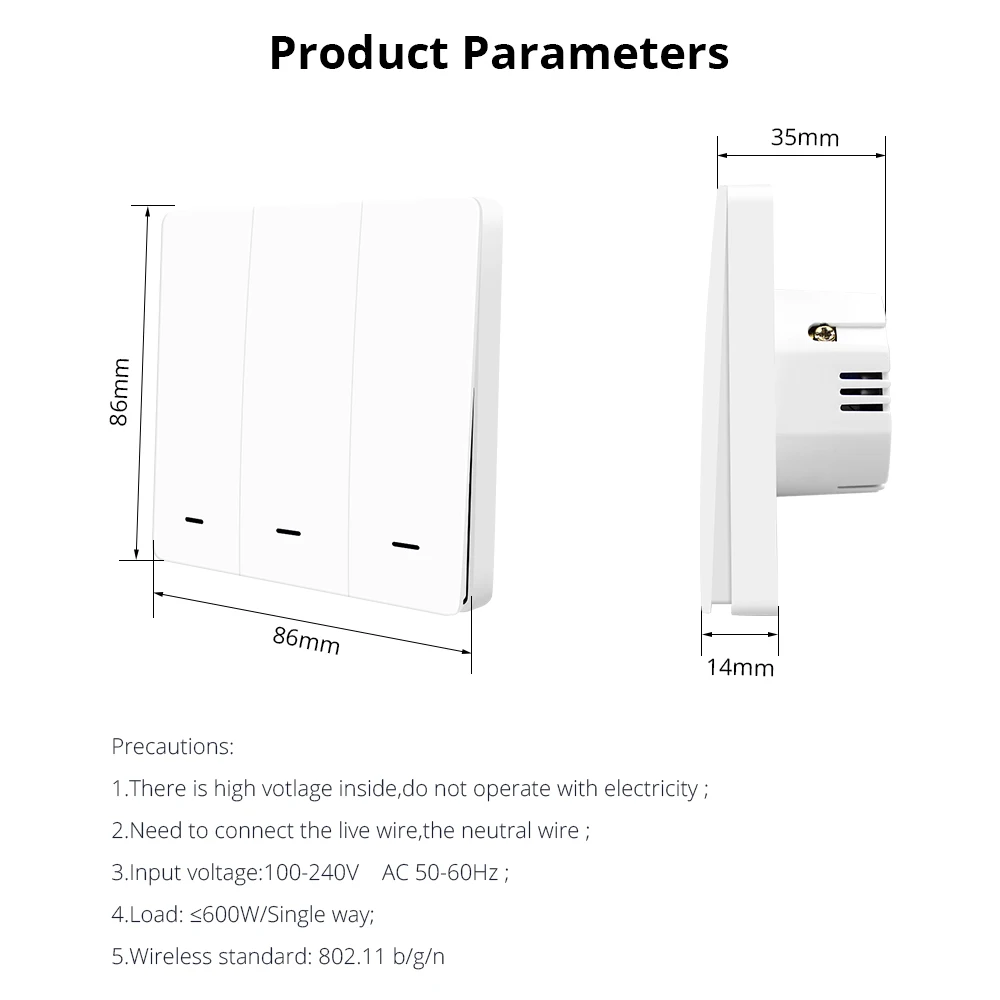 Zemismart WiFi Push Swicth Tuya Smart Life Control One Two Three Gangs 110v 220v Timer Control