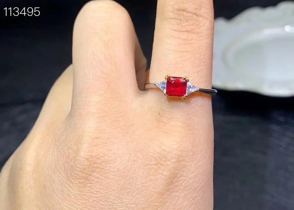 KJJEAXCMY fine jewelry 925 sterling silver inlaid natural adjustable ruby new Female  Girl Miss Woman  ring lovely