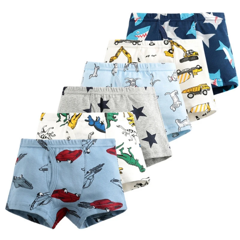 Autumn Spring 3 PCS Kids Boys Underwear Cartoon Dinosaur Boxers Stripes Teenagers Cotton Underpants For Kids Fashion Clothes