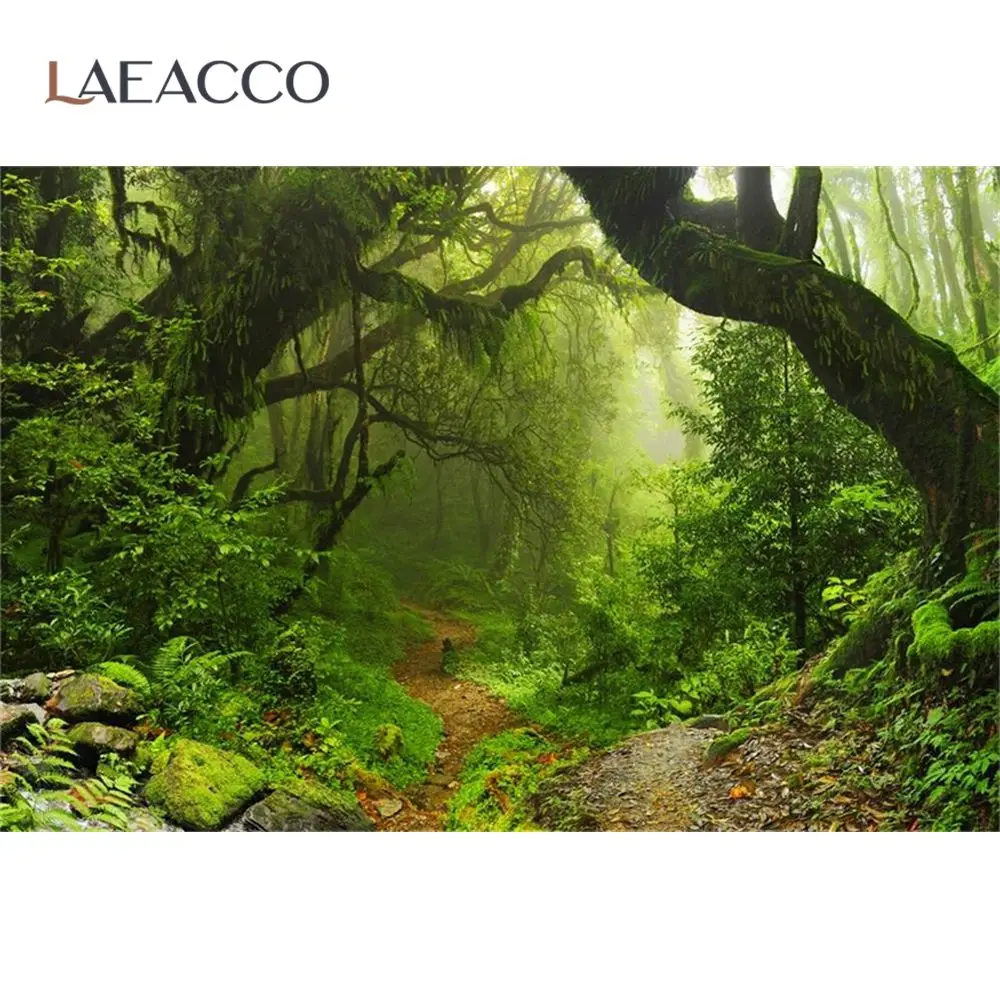 

Laeacco Tropical Rain Forest Tree Green Moss Grass Portrait Photo Backgrounds Customized Photography Backdrops For Photo Studio