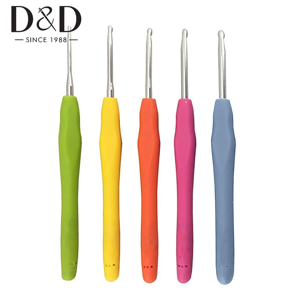 

5Sizes Crochet Hooks Set 2-4mm Alumina Crochet Hooks Soft Handle Knitting Needles for Knit Needles Weave Sewing Tools